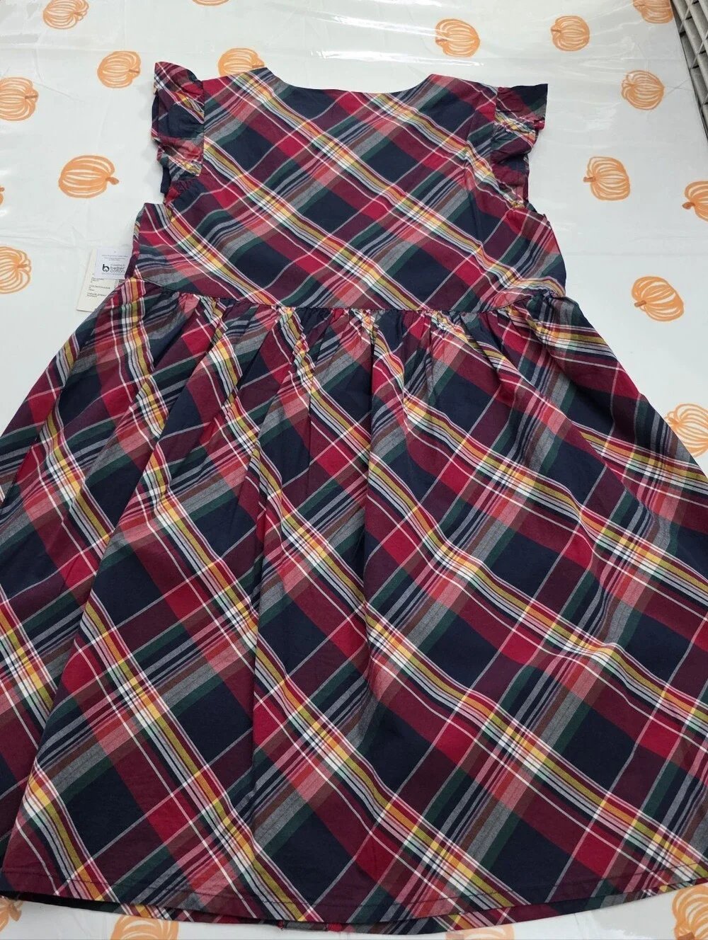 Gymboree Apple Orchard Plaid Poplin Red & Navy Blue Babydoll Dress Size 12